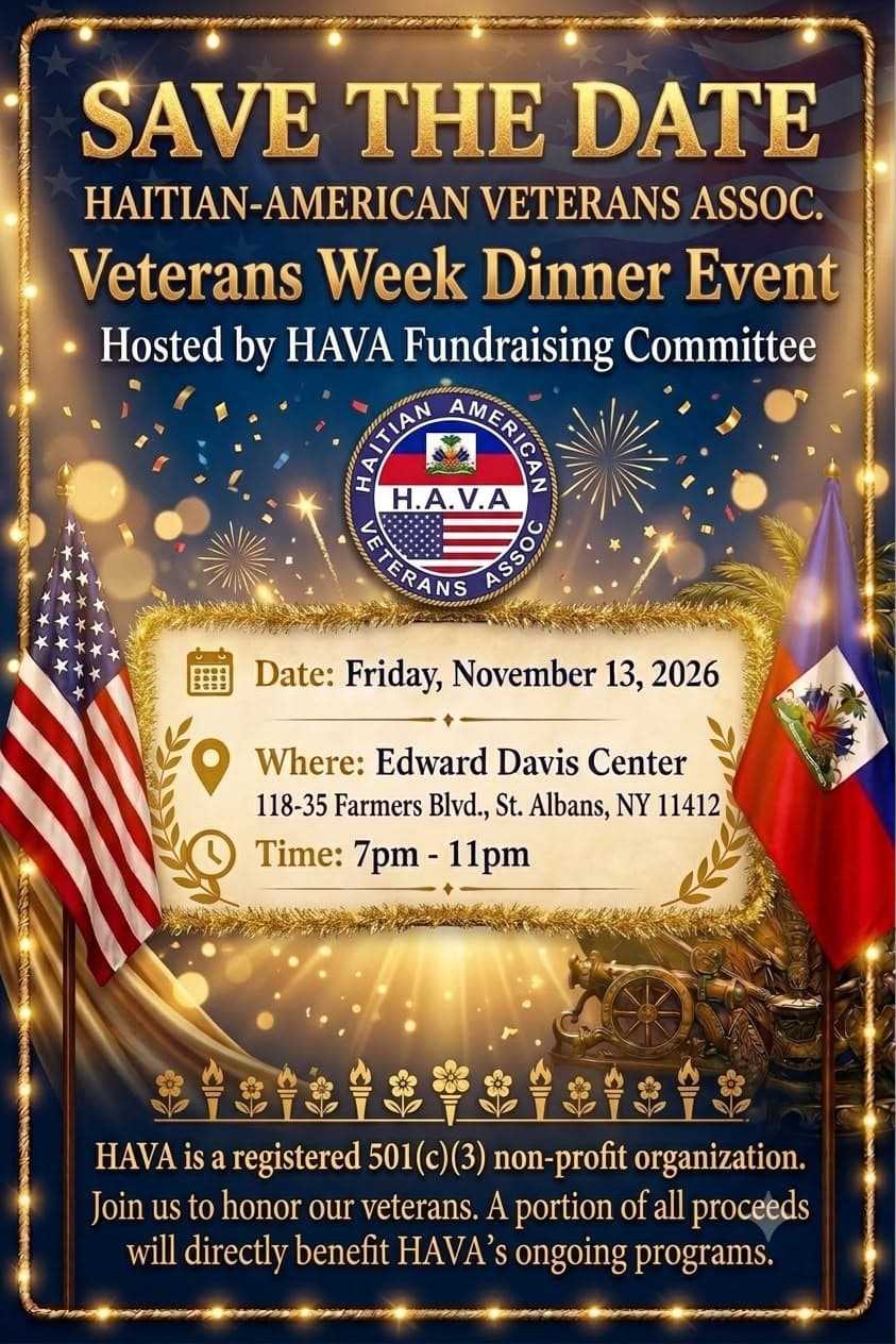 HAVA Veterans Week Dinner save-the-date flyer; details are also provided as text beside this image