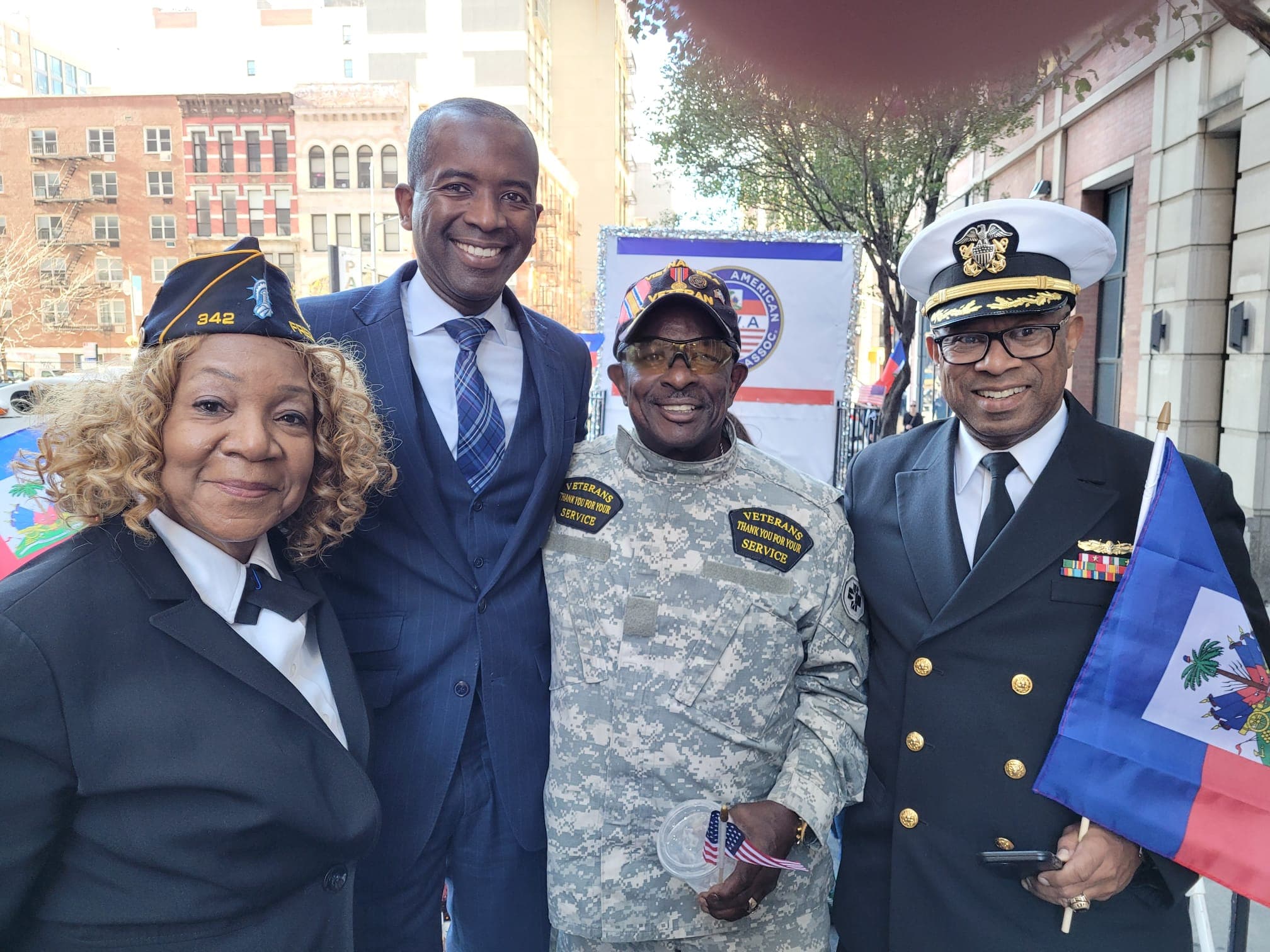 Haitian American veterans marching in a parade